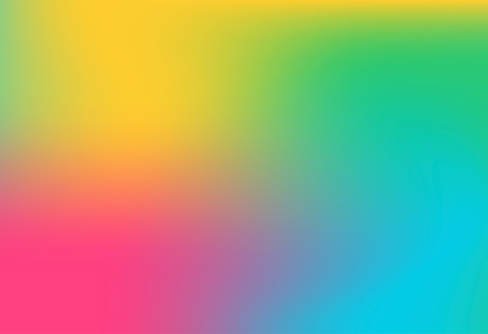 A multicolored graphic featuring cyna, magenta, yellow, and green - a reference to the CMYK color model used in newspaper printing.